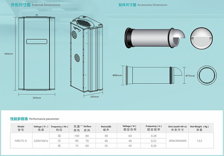 壁掛式新風系統參數