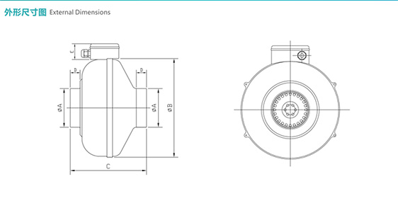 DJT25-66B圓形管道風機尺寸圖